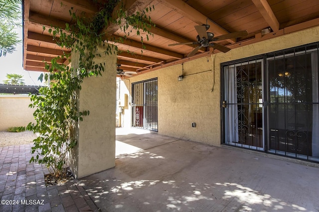 view of patio with ceiling fan