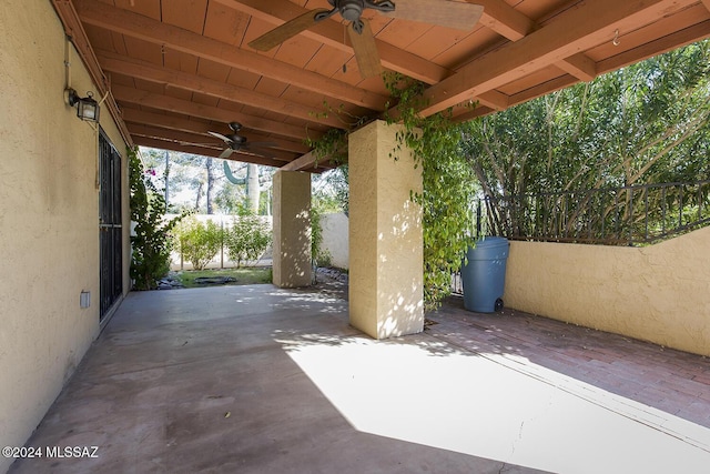 view of patio / terrace featuring ceiling fan