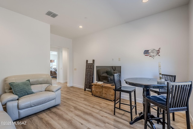 living room with light wood-type flooring