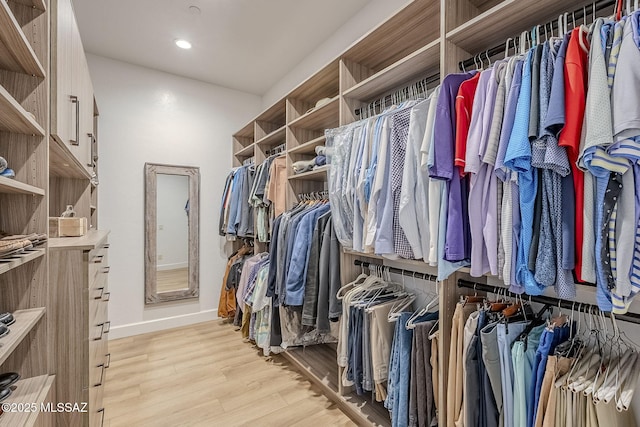 spacious closet with light wood-type flooring