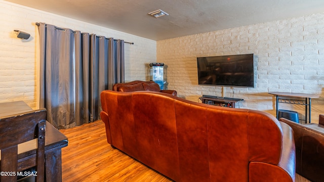 living room with light hardwood / wood-style floors