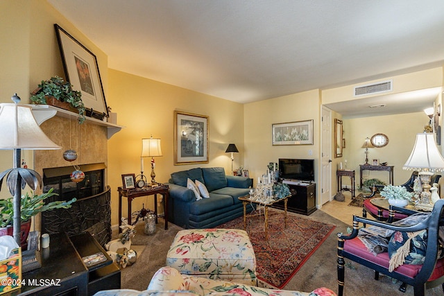 living room featuring carpet floors