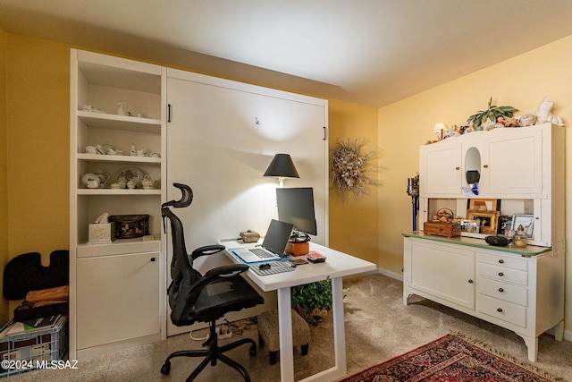 view of carpeted home office