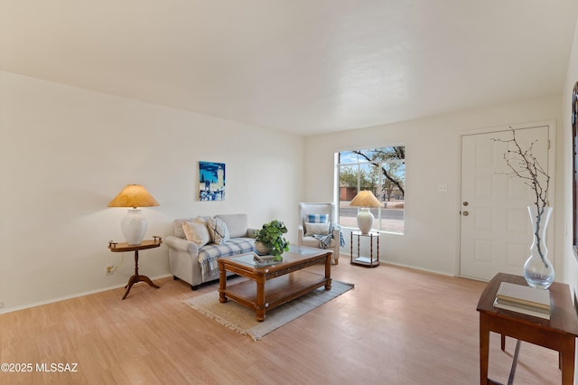 living room with light hardwood / wood-style floors