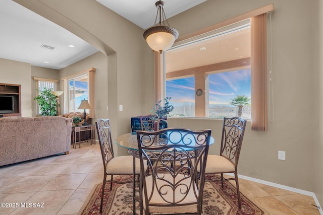 view of tiled dining room