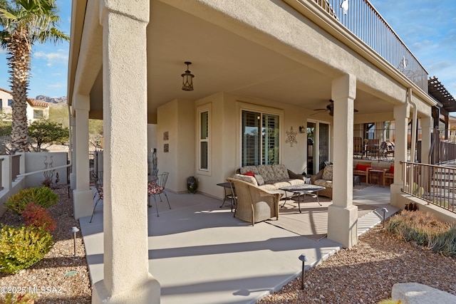 view of patio / terrace with outdoor lounge area and ceiling fan