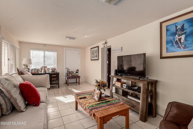 view of tiled living room