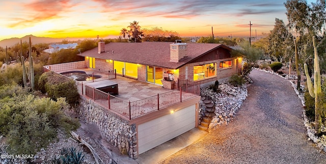 exterior space featuring a garage