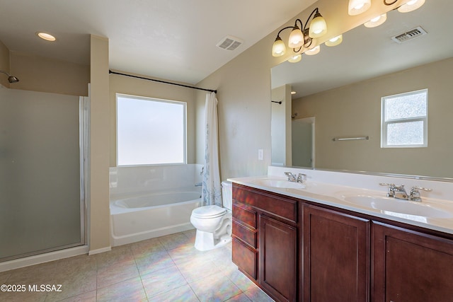 full bathroom featuring a sink, visible vents, and a shower with curtain