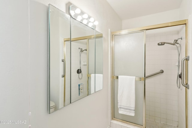 bathroom featuring a shower stall