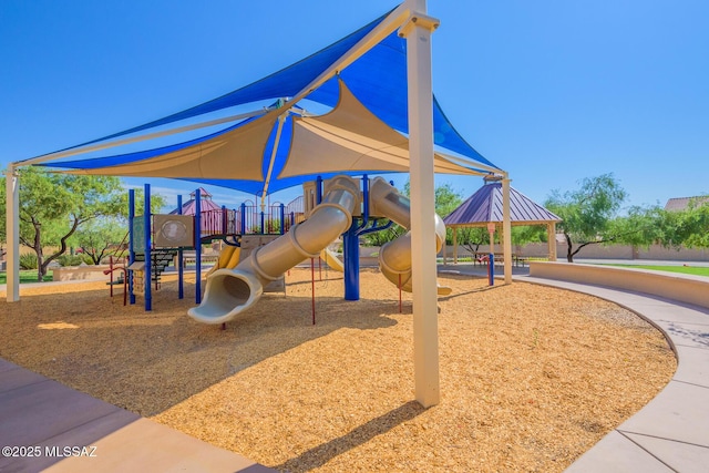 view of jungle gym featuring a gazebo