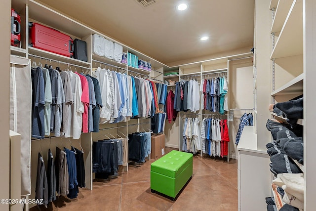 walk in closet featuring visible vents