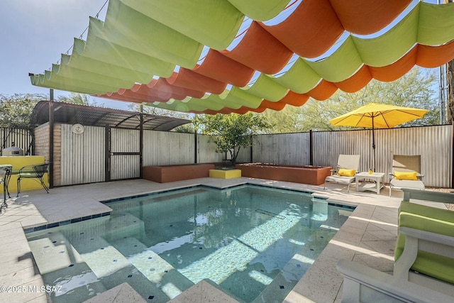 view of swimming pool with a patio area