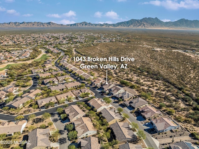 drone / aerial view with a mountain view