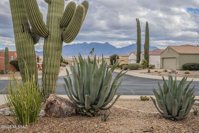 exterior space featuring a mountain view