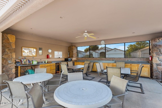 view of patio with ceiling fan