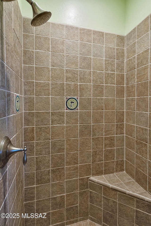 bathroom with a tile shower