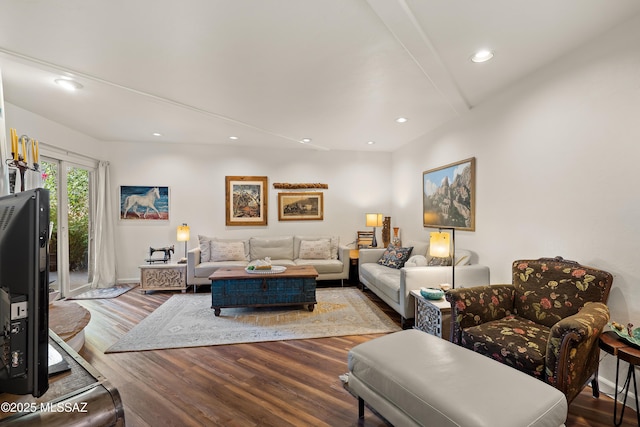 living room with hardwood / wood-style flooring