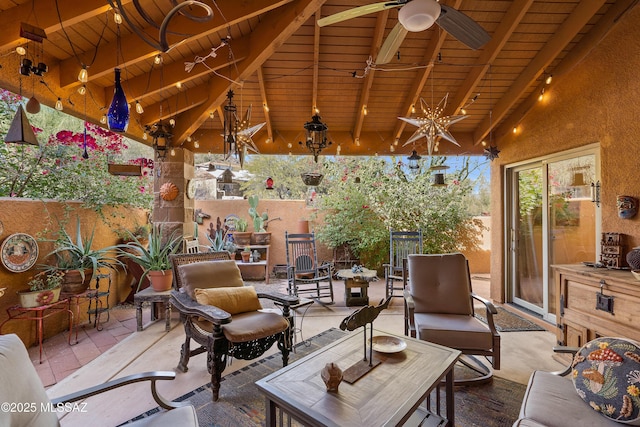 view of patio / terrace featuring an outdoor living space and ceiling fan