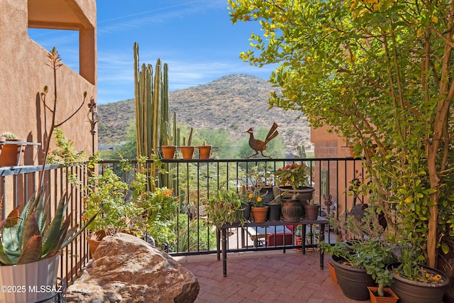 balcony with a mountain view