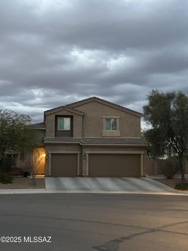 view of front facade featuring a garage