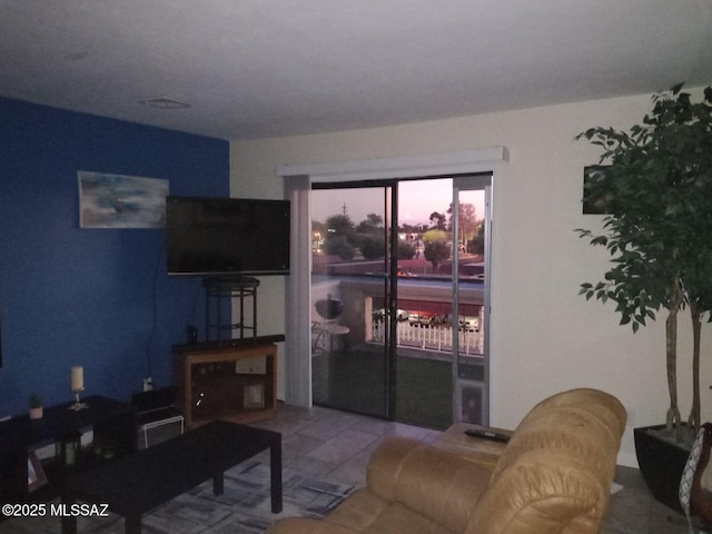 view of tiled living room