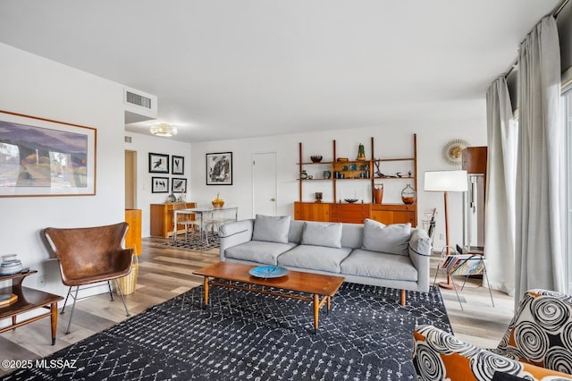 living room featuring light wood-type flooring