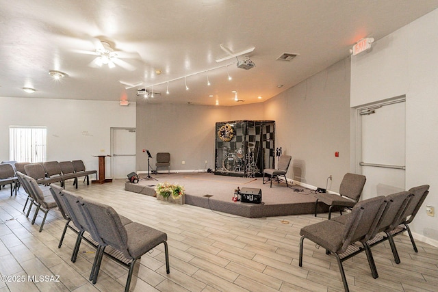 dining room featuring ceiling fan