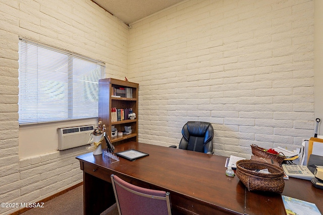 office with cooling unit and brick wall