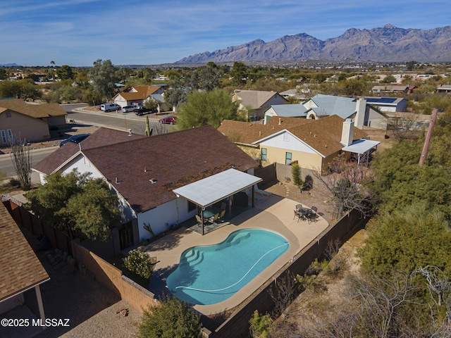 drone / aerial view with a mountain view