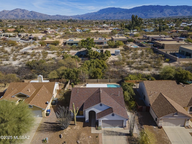 drone / aerial view with a mountain view