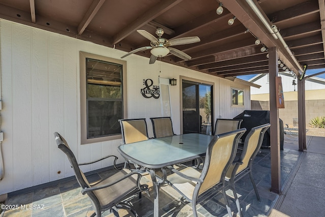 view of patio with ceiling fan