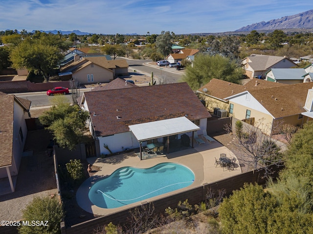 bird's eye view with a mountain view