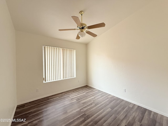 unfurnished room featuring ceiling fan and hardwood / wood-style flooring