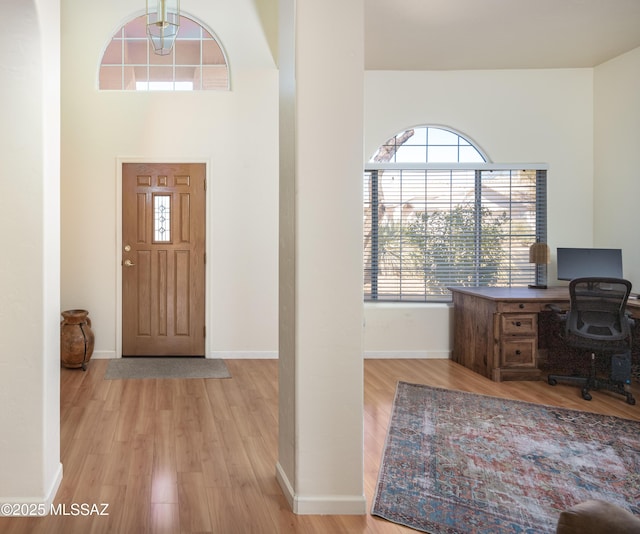 foyer featuring light wood-type flooring