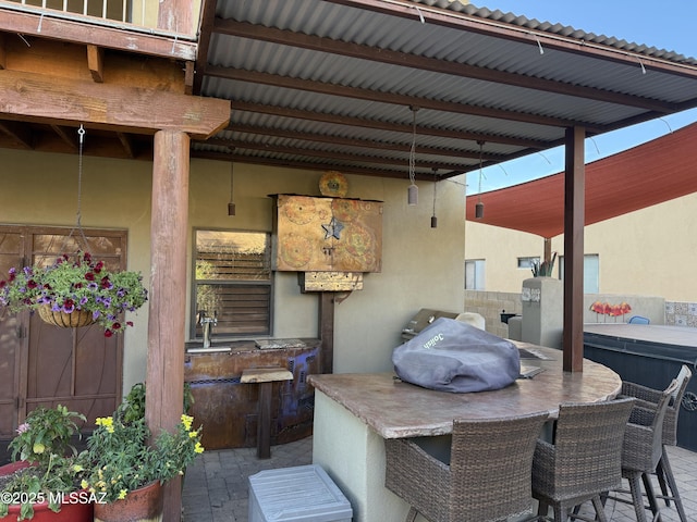 view of patio / terrace with an outdoor bar