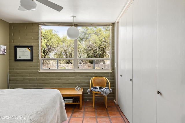 bedroom featuring ceiling fan