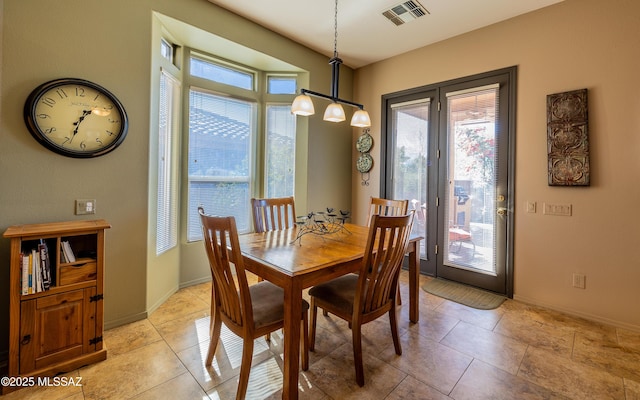 view of tiled dining room