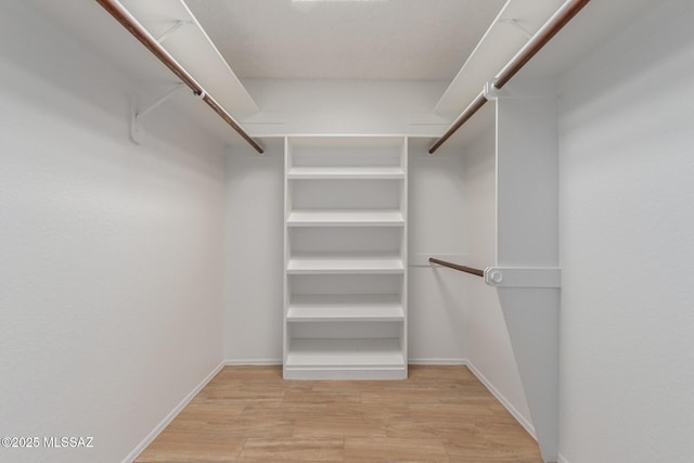 spacious closet with light wood-type flooring