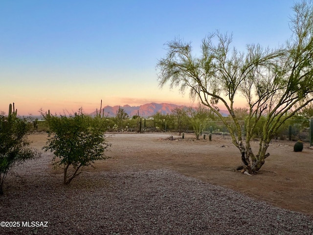 nature at dusk with a mountain view