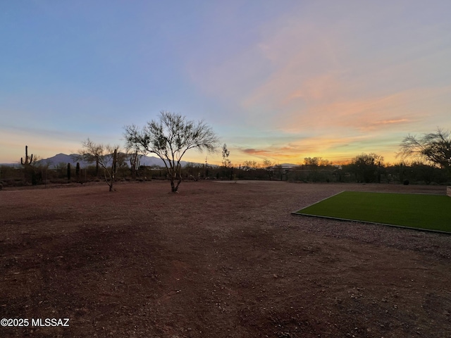 view of yard at dusk