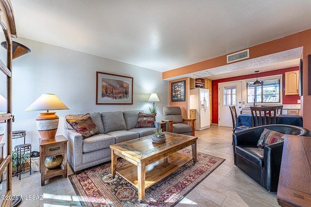 living room featuring french doors