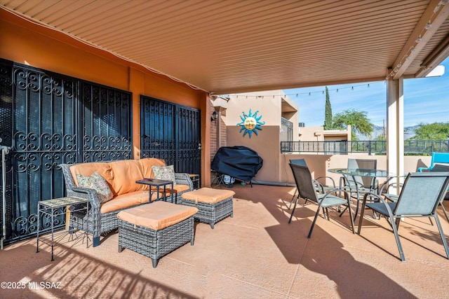 view of patio / terrace with an outdoor hangout area and area for grilling