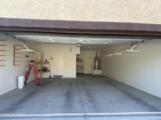 garage featuring water heater