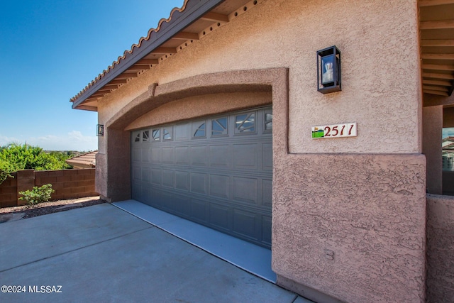 view of garage