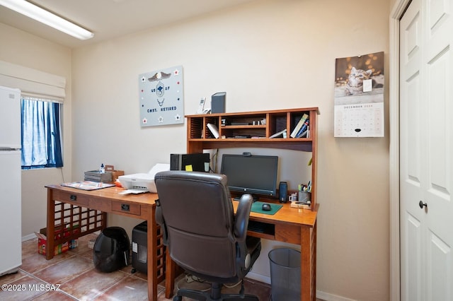 view of tiled office space