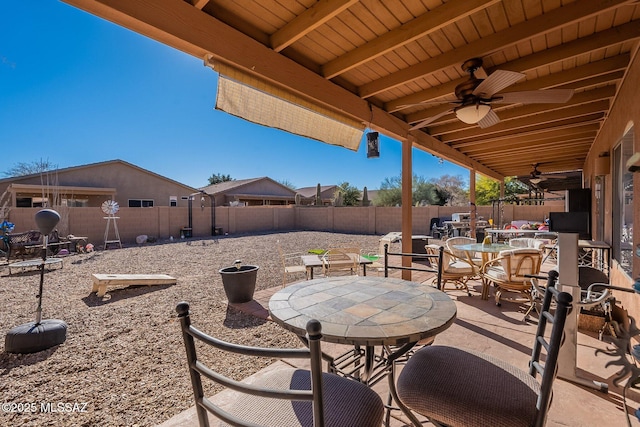 view of patio / terrace featuring ceiling fan