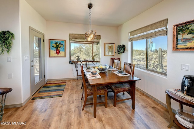 dining space featuring light hardwood / wood-style floors