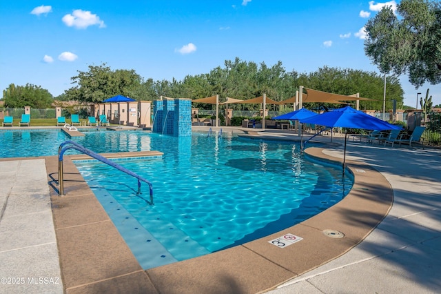 view of pool featuring a patio