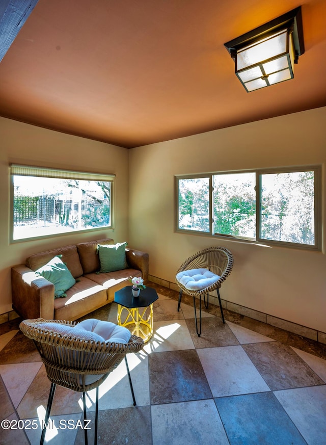 living room featuring a wealth of natural light